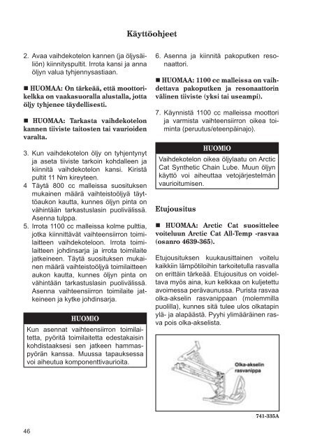 Lataa pdf-tiedosto - Arctic Cat