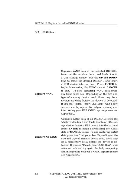 EEG DE285 HD Caption Decoder/VANC Monitor - EEG Enterprises