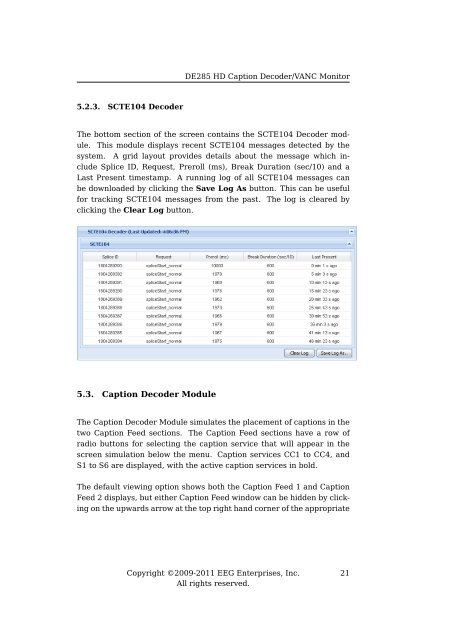 EEG DE285 HD Caption Decoder/VANC Monitor - EEG Enterprises