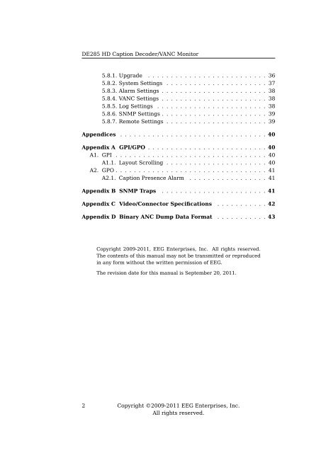 EEG DE285 HD Caption Decoder/VANC Monitor - EEG Enterprises