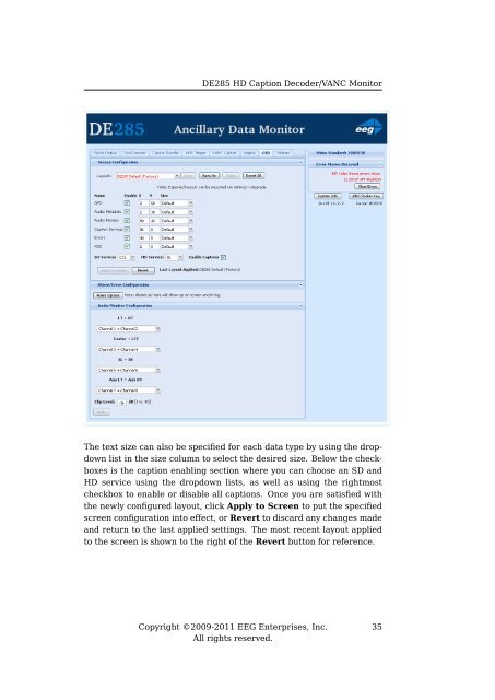 EEG DE285 HD Caption Decoder/VANC Monitor - EEG Enterprises