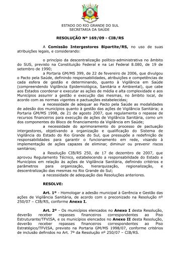 resolução nº xxx/09 - Secretaria Estadual da Saúde do Rio Grande ...
