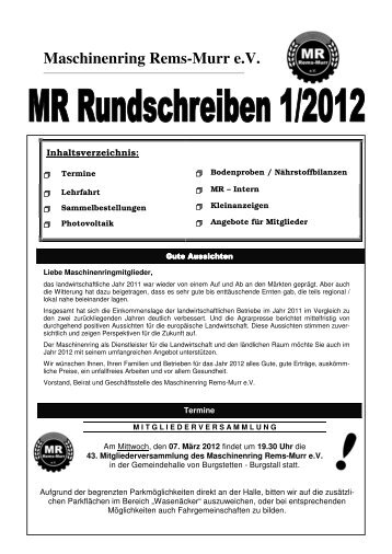 Rundschreiben 1/2012 - Maschinenring Rems-Murr eV