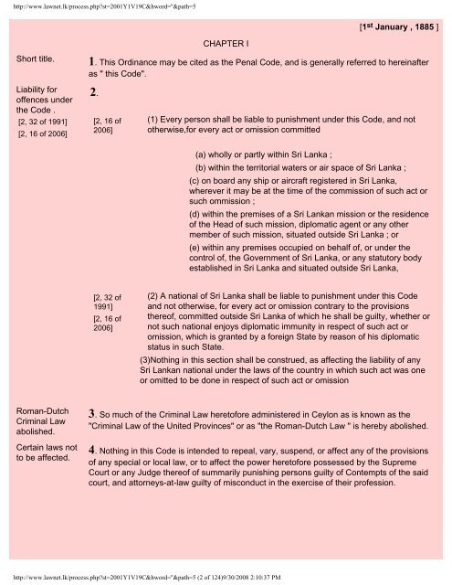 No 2 Penal Code - IDP SriLanka