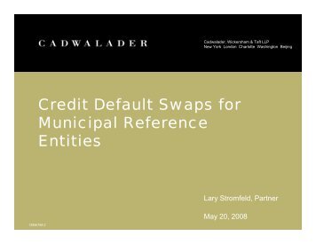 Credit Default Swaps for Municipal Reference Entities