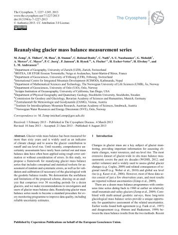 Reanalysing glacier mass balance measurement ... - The Cryosphere