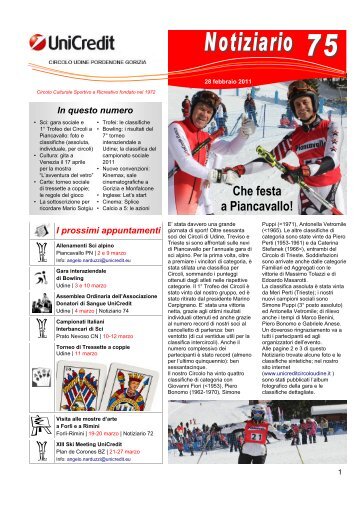 Notiziario n. 75, 28.02.2011 - Unicreditcircoloudine.it