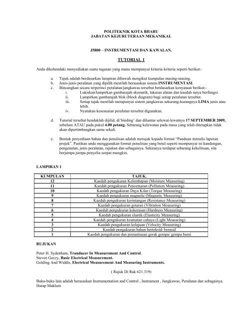TUTORIAL 1 - Politeknik Kota Bharu