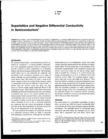 Superlattice and Negative Differential Conductivity in Semiconductors*