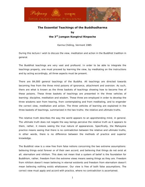 1 The Essential Teachings of the Buddhadharma