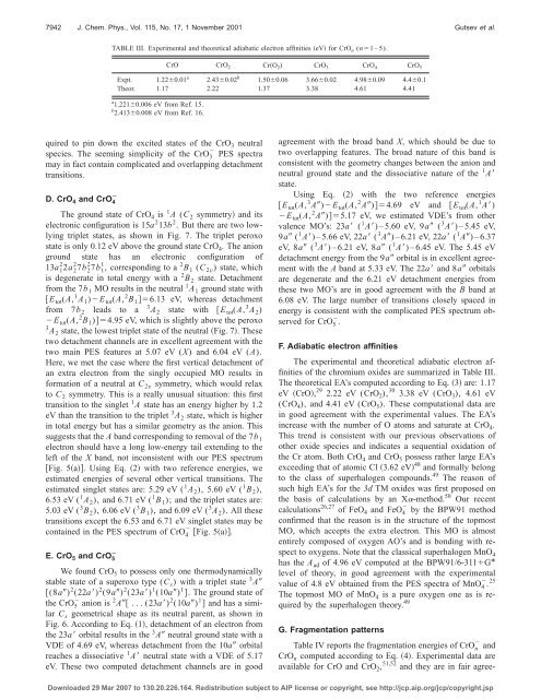 Electronic structure of chromium oxides, CrOn - Washington State ...