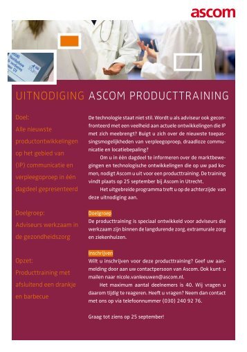 uitnodiging ascom producttraining