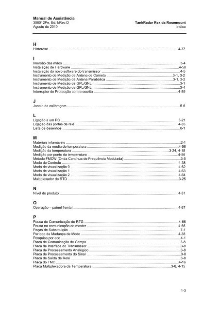 Manual de AssistÃªncia - Rosemount TankRadar