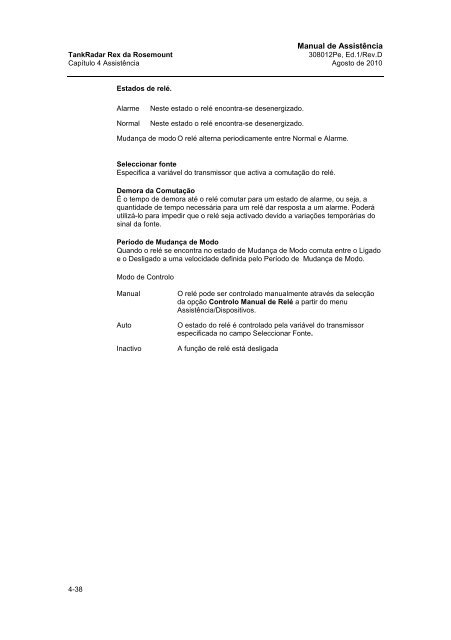 Manual de AssistÃªncia - Rosemount TankRadar