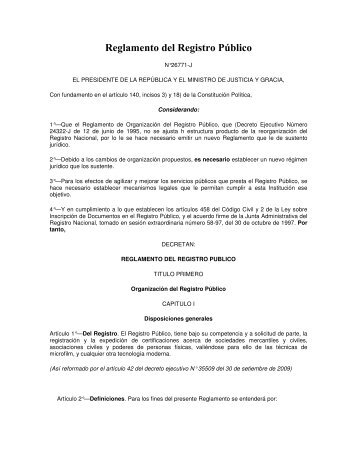 Reglamento del Registro Público - Tribunal Registral Administrativo ...