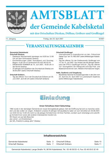 AMTSBLATT der Gemeinde Kabelsketal mit den Ortschaften ...