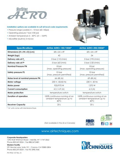 AirStar AERO Oil-Free Compressor - Air Techniques, Inc.