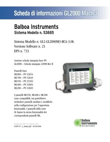 Scheda di informazioni GL2000 Mach 3 - Balboa Direct