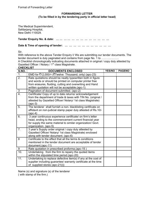 forwarding application letter