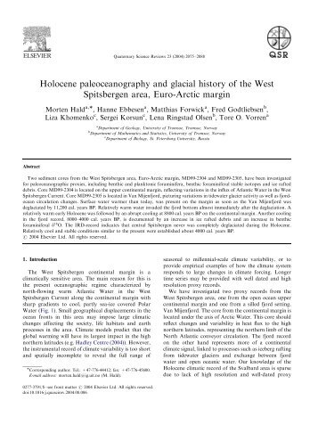 Holocene paleoceanography and glacial history of the West ...