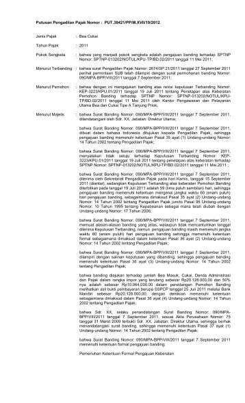 Putusan Pengadilan Pajak Nomor : - Sekretariat Pengadilan Pajak
