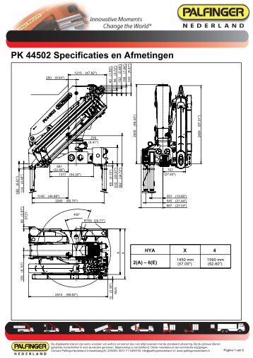 PK 44502 Specificaties en Afmetingen - Palfinger