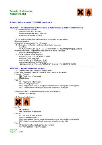 Scheda di sicurezza ANCORPLAST - Brignola