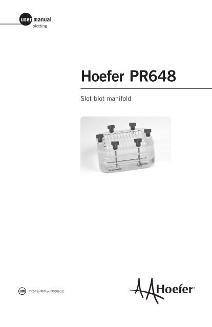 PR648 User Manual – English - Hoefer Inc