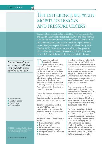 The difference between moisture lesions and pressure ... - Wounds UK