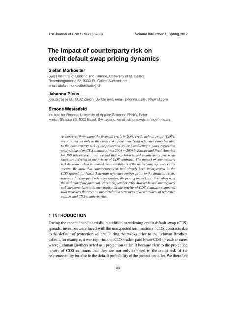 The impact of counterparty risk on credit default swap pricing dynamics