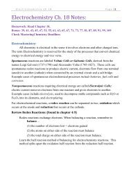 Electrochemistry Ch. 18 Notes: - Moorpark College