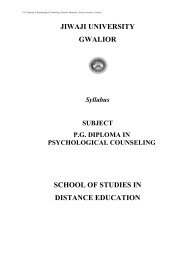 pgd psychological counseling - Jiwaji University