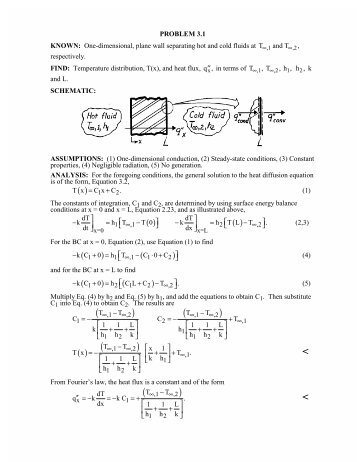 Page 1 PROBLEM 3.1 KNOWN: One-dimensional, plane wall ...