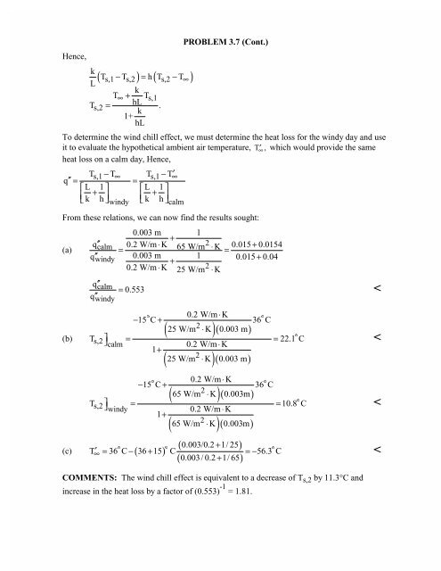 Page 1 PROBLEM 3.1 KNOWN: One-dimensional, plane wall ...
