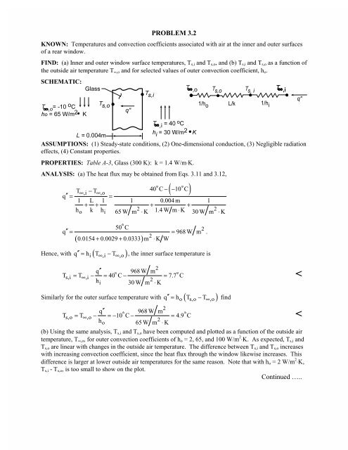 Page 1 PROBLEM 3.1 KNOWN: One-dimensional, plane wall ...