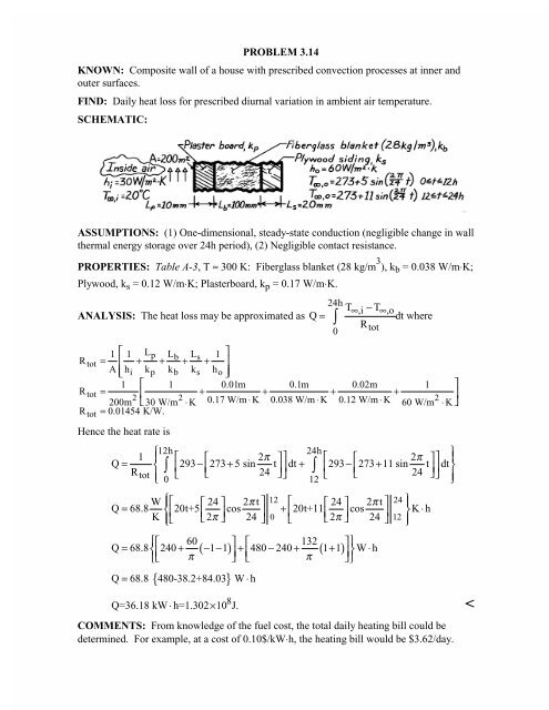 Page 1 PROBLEM 3.1 KNOWN: One-dimensional, plane wall ...