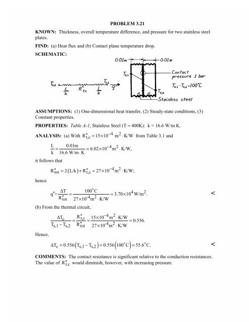 Page 1 PROBLEM 3.1 KNOWN: One-dimensional, plane wall ...