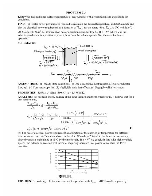 Page 1 PROBLEM 3.1 KNOWN: One-dimensional, plane wall ...