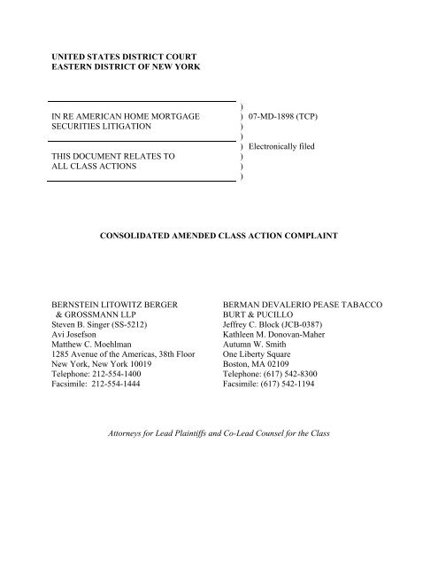 June 3, 2008 - Consolidated Amended Class Action Complaint