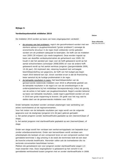 Brief Voortgang Actieplan Jeugdwerkloosheid - Vereniging van ...