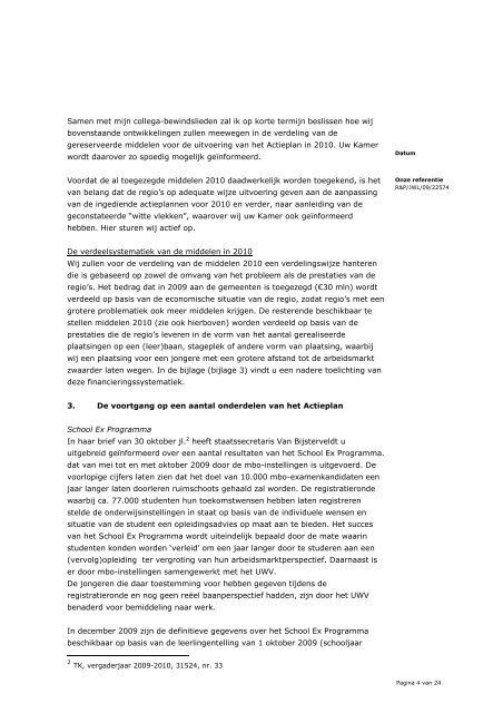 Brief Voortgang Actieplan Jeugdwerkloosheid - Vereniging van ...