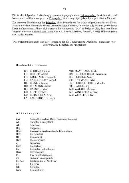 Beobachtungen 2006 - LBV-Kempten-Oberallgaeu