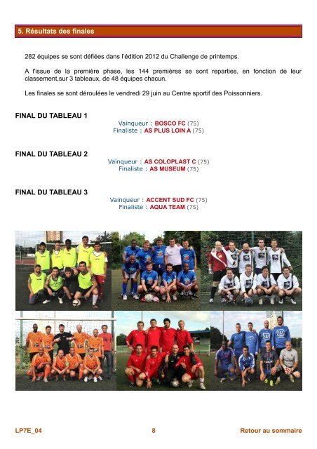 Bulletin nÂ°4 - Le challenge du Printemps FSGT