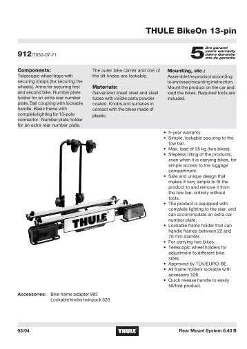 THULE BikeOn 13-pin 912