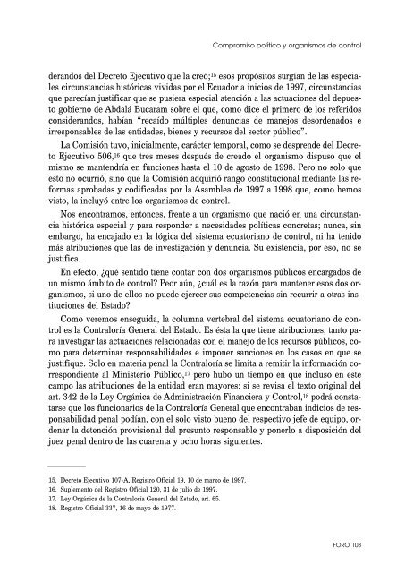 Compromiso político y organismos de control - Repositorio UASB ...