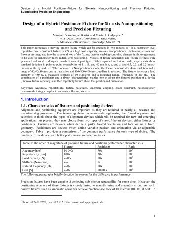 Design of a Hybrid Positioner-Fixture for Six-axis Nanopositioning ...