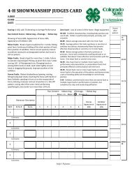 4-H SHOWMANSHIP JUDGES CARD - Colorado 4-H