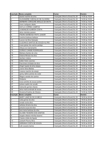 (Word e Excel) SL-20 14:00 Ã s 16:00 2 ALEXANDRE CA