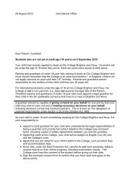 Under 18's International Student Information Letter - City College