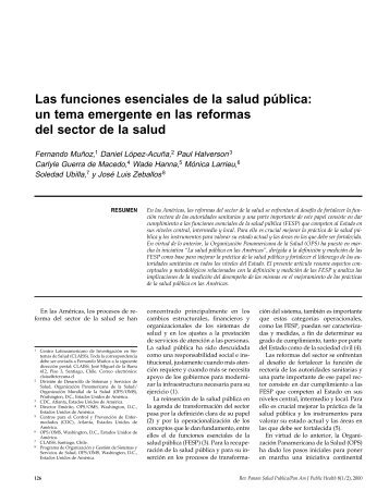 Las funciones esenciales de la salud pÃºblica: un tema emergente ...